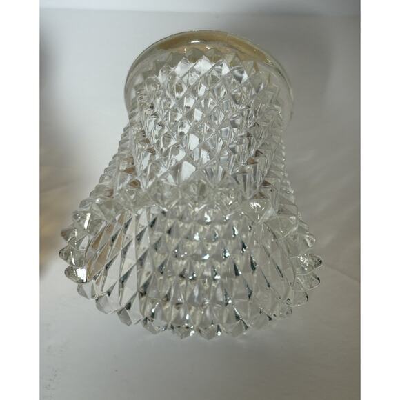 3 Home Interiors Amber & Clear Glass Votives Candle Holder Diamond Cut Grommet - Picture 3 of 16